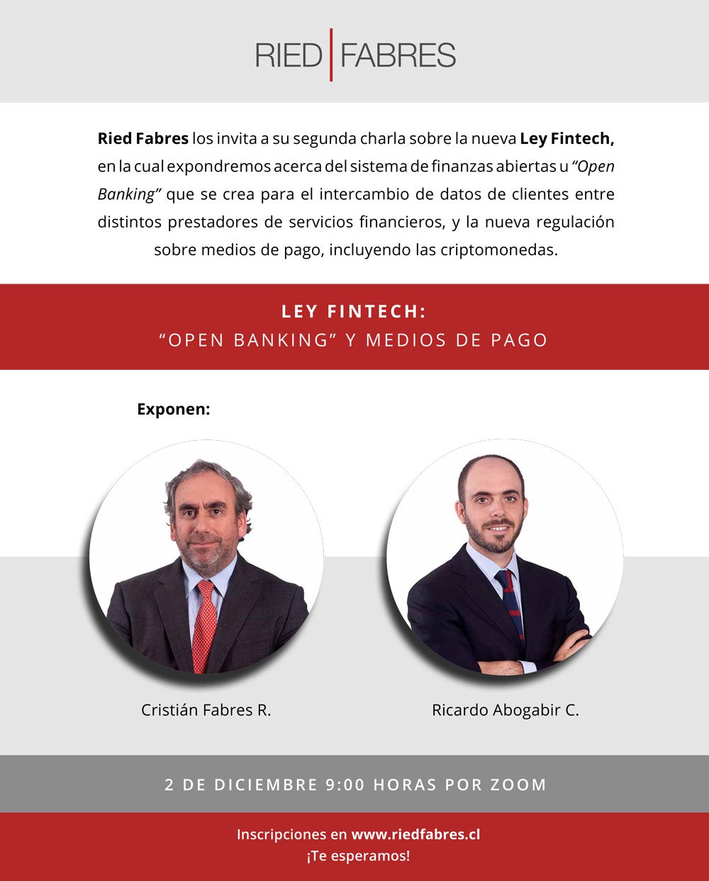 Ried Fabres los invita a la segunda charla sobre la nueva “Ley Fintech”